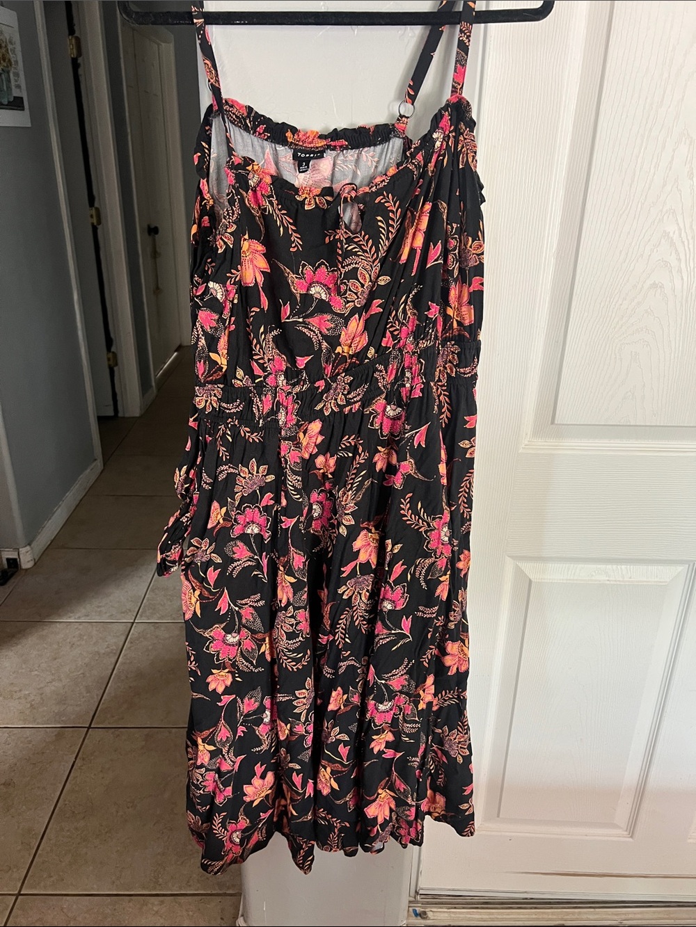 torrid Black Floral Sundress with Pink and Orange Blooms